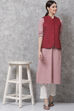 Wine Straight Art Silk Printed Jacket image number 4