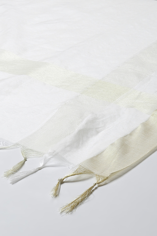 Off White Cotton Blend Dupatta image number 2