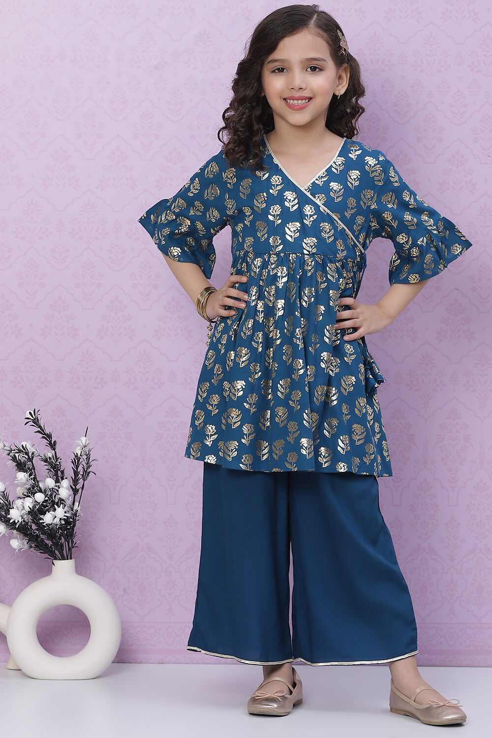 Black Rayon Flared Printed kurta Set image number 0