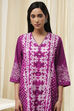 Berry Purple Cotton Straight Suit Set image number 1