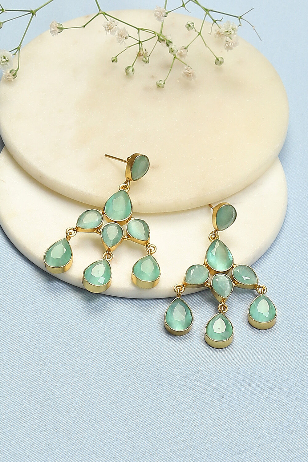 Mint Green Brass Earrings image number 0