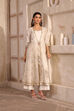 Natural White Embroidered Anarkali Fusion Set