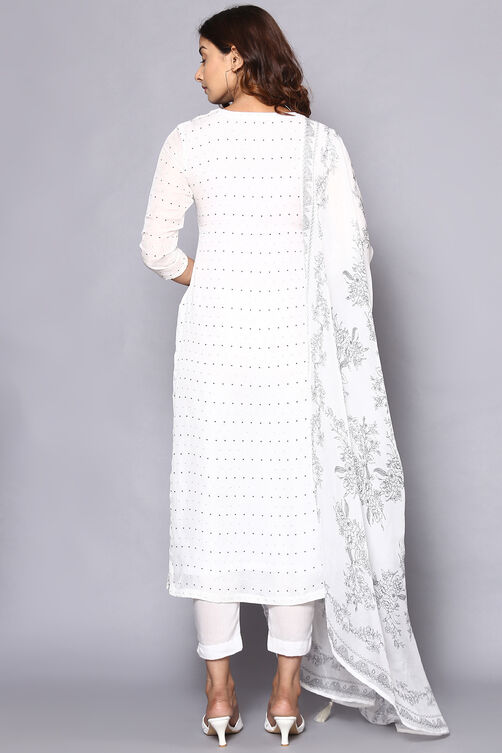 Black And White Muslin Easy Stitch Suit Set image number 6