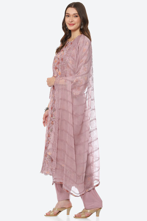 Multicolour Acrylic Unstitched Suit Set image number 6