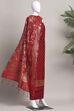 Red Banarasi Chanderi Banarasi Print Unstitched Suit Set image number 4