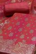 Pink Cotton Printed Embroidered Unstitched Suit Set image number 1