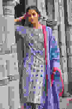 Blue Cotton Straight Suit Set image number 1