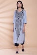 Blue Cotton Straight Printed Kurta image number 0