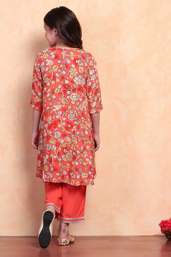 Coral Floral Asymmetric Suit Set image number 4