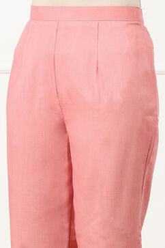 Pink Linen Floral Printed Unstitched Suit Set image number 2