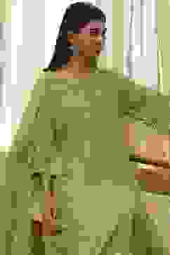 Green Solid A-Line Suit Set image number 1