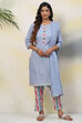 Blue Cotton Unstitched Dress Material Suit Set image number 5