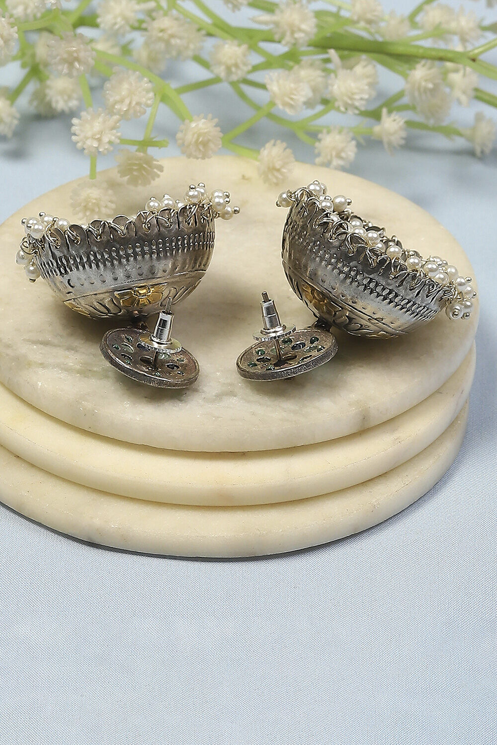 Multi-Colored Oxidised Floral Jhumkas image number 2