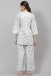 Mint Straight Cotton Three Piece Printed Sleepwear Set image number 7