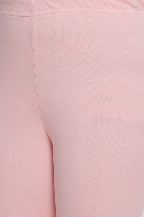Peach Cotton Lycra Solid Leggings image number 1