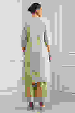 Natural White Chanderi Embroidered Straight Suit Set image number 4