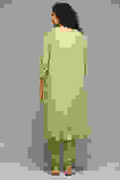 Sage Green Rayon Straight Kurta Churidar Suit Set image number 4