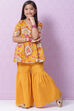 Red Cotton Flared Printed Kurta Set image number 6