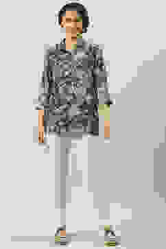 Indigo LIVA Straight Printed Shirt image number 5