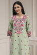 Sage Green Cotton Printed Straight Suit Set image number 1
