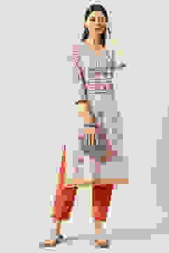 White Cotton Straight Kurta image number 5