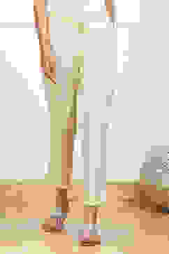 Beige Cotton Solid Regular Pants image number 4