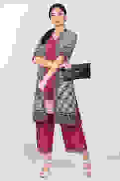 Maroon Cotton Fusion Wear Set image number 2