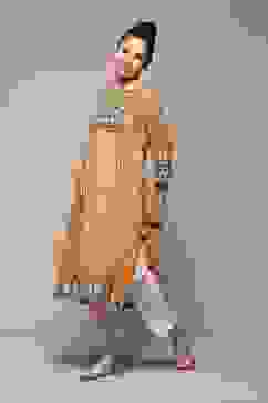 Ochre LIVA Straight Printed Kurta image number 5