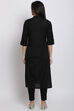 Black Cotton Flax Straight Kurta image number 5