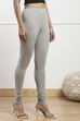 Camel Cotton Blend Solid Churidar image number 3