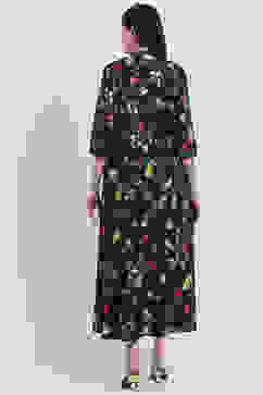 Black Poly Cotton Flared Dress image number 4