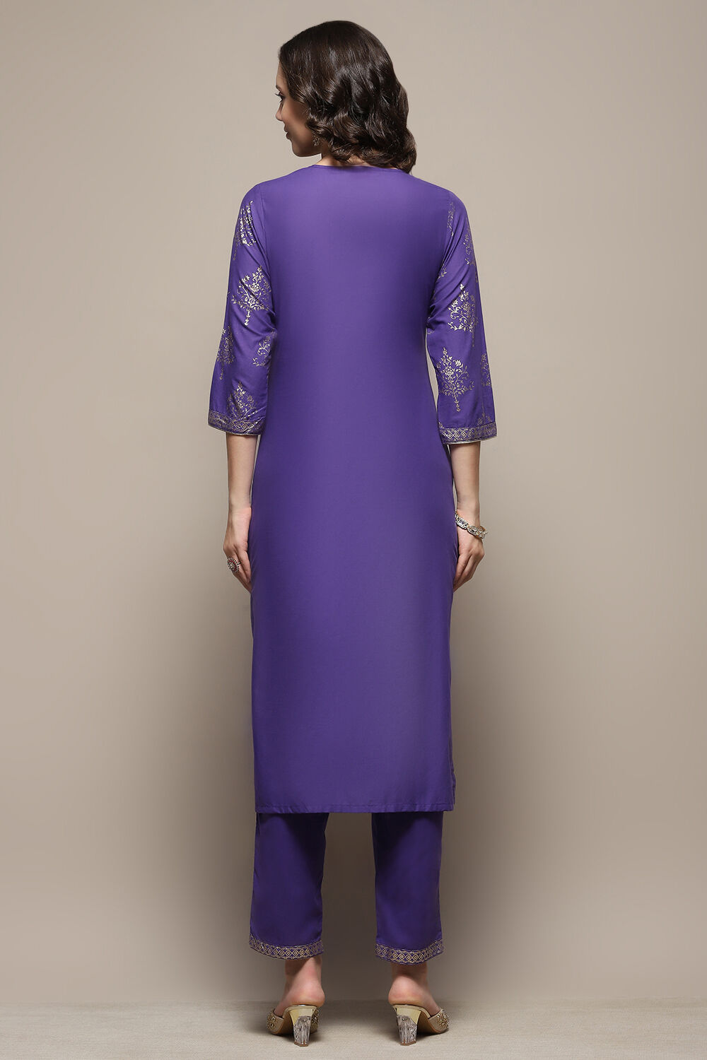 Magenta Cotton Printed Straight Suit Set image number 5