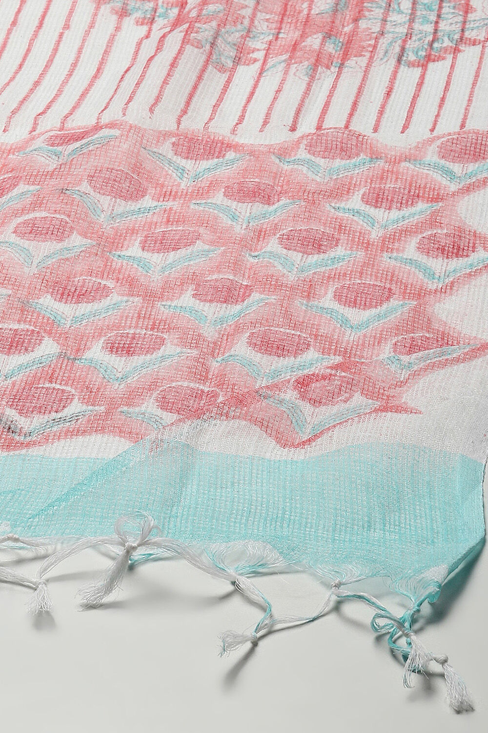 Blue Green Cotton Blend Unstitched Suit set image number 4