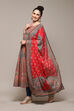 Red Cotton Anarkali Kurta Churidar Suit Set image number 5
