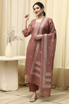 Coral Tissue Jamdani Unstitched Suit Set image number 1
