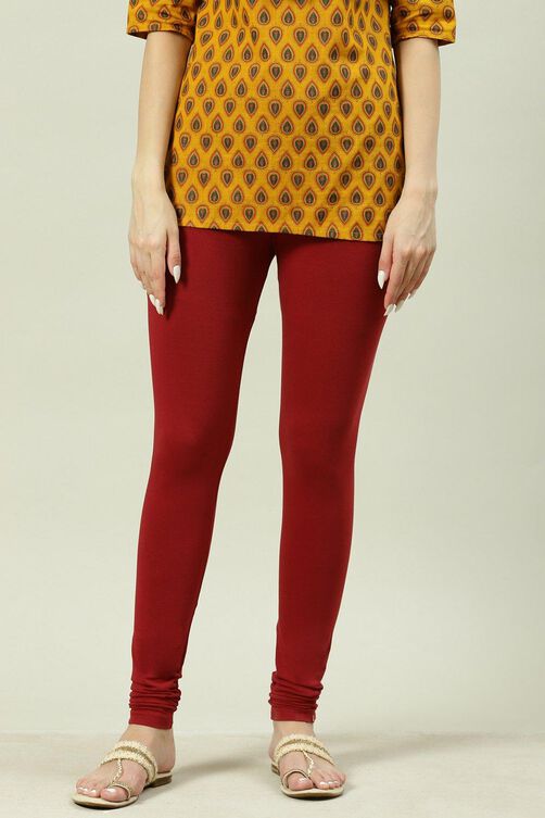 Camel Cotton Blend Solid Churidar image number 2