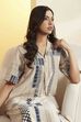 Ecru Cotton A Line Kurta Pants Set image number 1