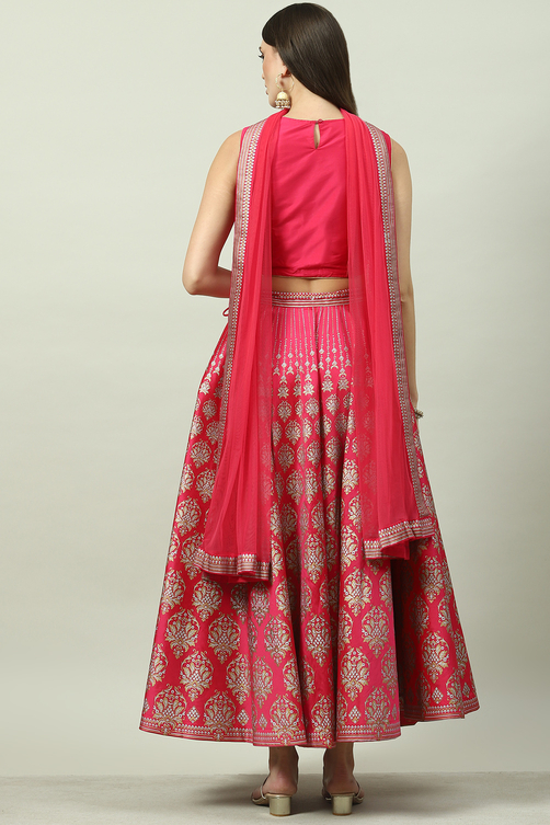 Mehndi Art Silk Lehenga Set image number 4