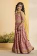 Peach Cotton Printed Gathered Lehenga Set image number 3