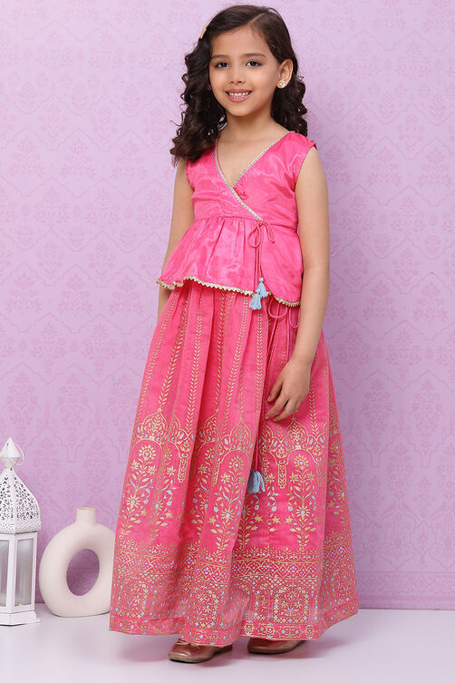 Plum Art Silk Flared Lehenga image number 3