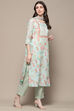 Cream Cotton Blend Digital Print Unstitched Suit Set image number 7