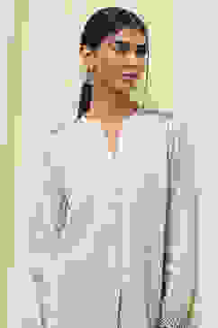 Beige Striped Straight Top image number 1