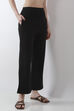 Black Viscose Blend Loose Pants image number 3