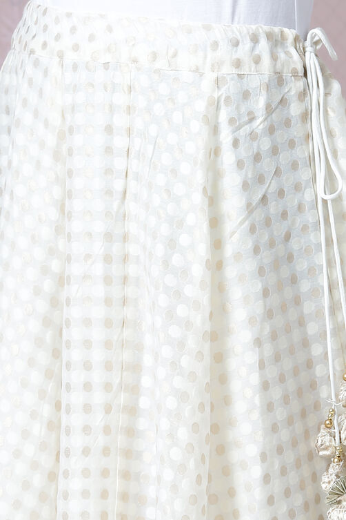 Off White Poly Metallic Cotton Straight Kurta Skirt Suit Set image number 3