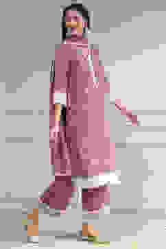 Nude-Toned Chanderi Straight Suit Set image number 5