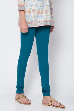 Teal Cotton Lycra Churidar image number 2