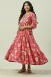 Navy Cotton Tiered Printed Dress image number 2