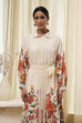 Beige Cotton Floral Shirt-Style Flared Dress image number 1