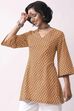 Mustard Cotton Straight Short Kurti image number 5