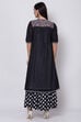Black And White Cotton Front Open Printed Kurta image number 5